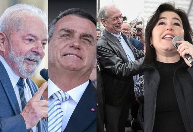 Da esq. para a dir., Lula, Bolsonaro, Ciro Gomes e Simone Tebet, em montagem (Ricardo Stuckert/Clauber Cleber Caetano/Keiny Andrade/Divulgação)
