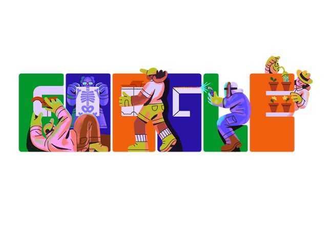 Doodle do Google homenageia cinco categorias de trabalhadores na sua logo | Divulgação/Google