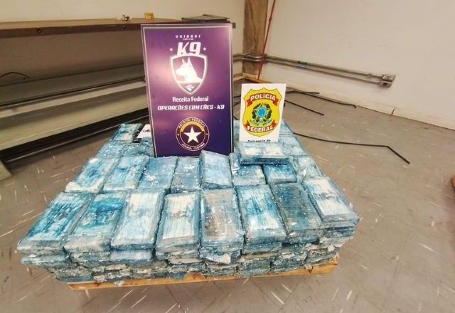 Droga estava acondicionada em grandes blocos prensados | Divulgação/PF