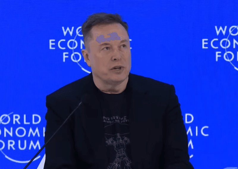 Elon Musk em Davos, no Fórum Econômico Mundial | Reprodução/YouTube