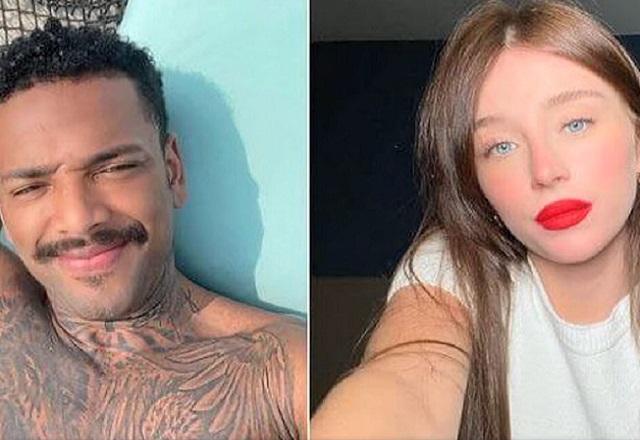Em duas fotos colocadas lado a lado, Nego do Borel sorri e Duda Mendonça faz pose (SBT Jornalismo)