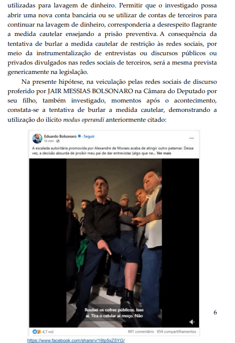 Em resposta à defesa de Jair, Moraes citou post de Eduardo reproduzindo imagens de Bolsonaro dando declarações e mostrando tornozeleira eletrônica durante visita à Câmara | Reprodução/STF