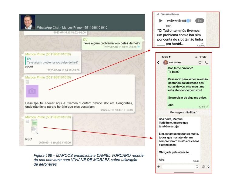 Esposa de Moraes diz em mensagem que a família está "gostando muito" da aeronave | Reprodução