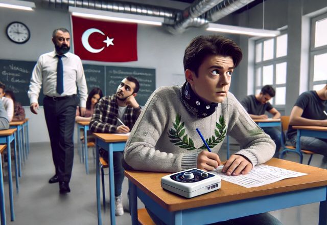 Estudante criou um dispositivo caseiro para usar IA e colar na prova | Imagem gerada por IA