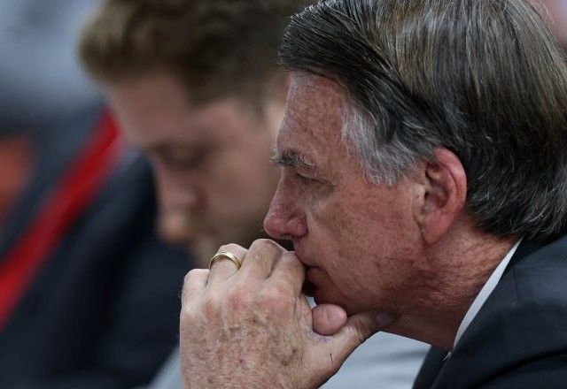Ex-presidente Jair Bolsonaro (PL) em interrogatório de réus da trama golpista no Supremo | Divulgação/Gustavo Moreno/STF