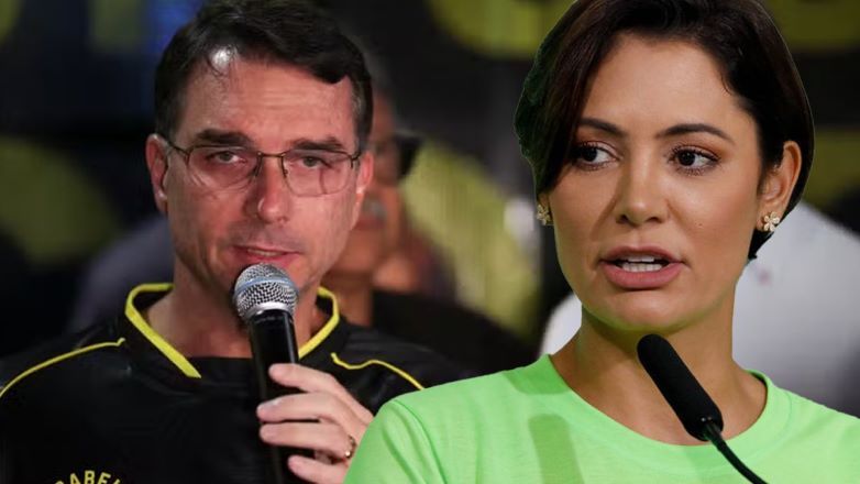 Flávio e Michelle Bolsonaro | Thiago Fontenele/SBT News