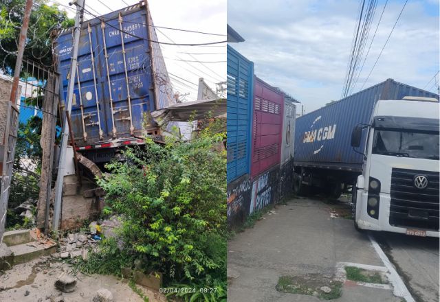 Caminhão roubado bate em muro de casa em SP