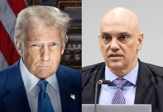 Presidente dos EUA, Donald Trump (à esquerda) e Alexandre de Moraes, ministro do STF (à direita) | Reprodução