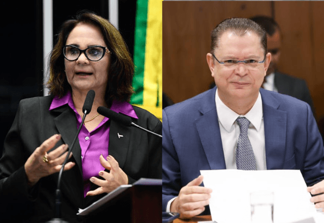 Sen. Damares Alves (Republicanos-DF) no plenário do Senado (à esquerda) - Dep. Sóstenes Cavalcante (PL-RJ) na reunião de líderes (à direita) | Divulgação/Senado/Câmara 