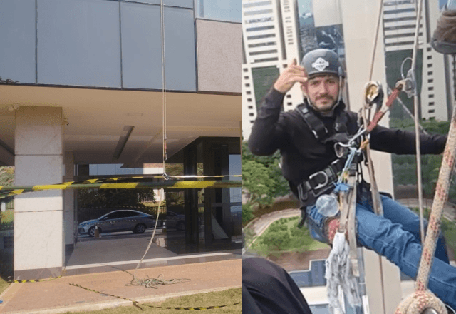Trabalhador de 40 anos lavava fachada do edifício quando caiu | Reprodução/Sara Pereira/SBT