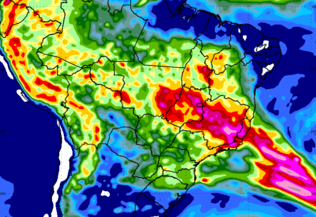 Precipitação acumulada prevista para a primeira semana de 2026 | Divulgação/Inmet