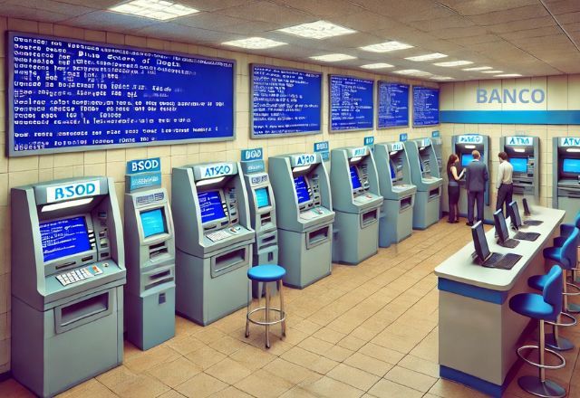 Febraban diz que bancos estão normalizando os serviços. Sistemas ficaram fora do ar nesta manhã de sexta-feira (19) | Imagem feita com IA