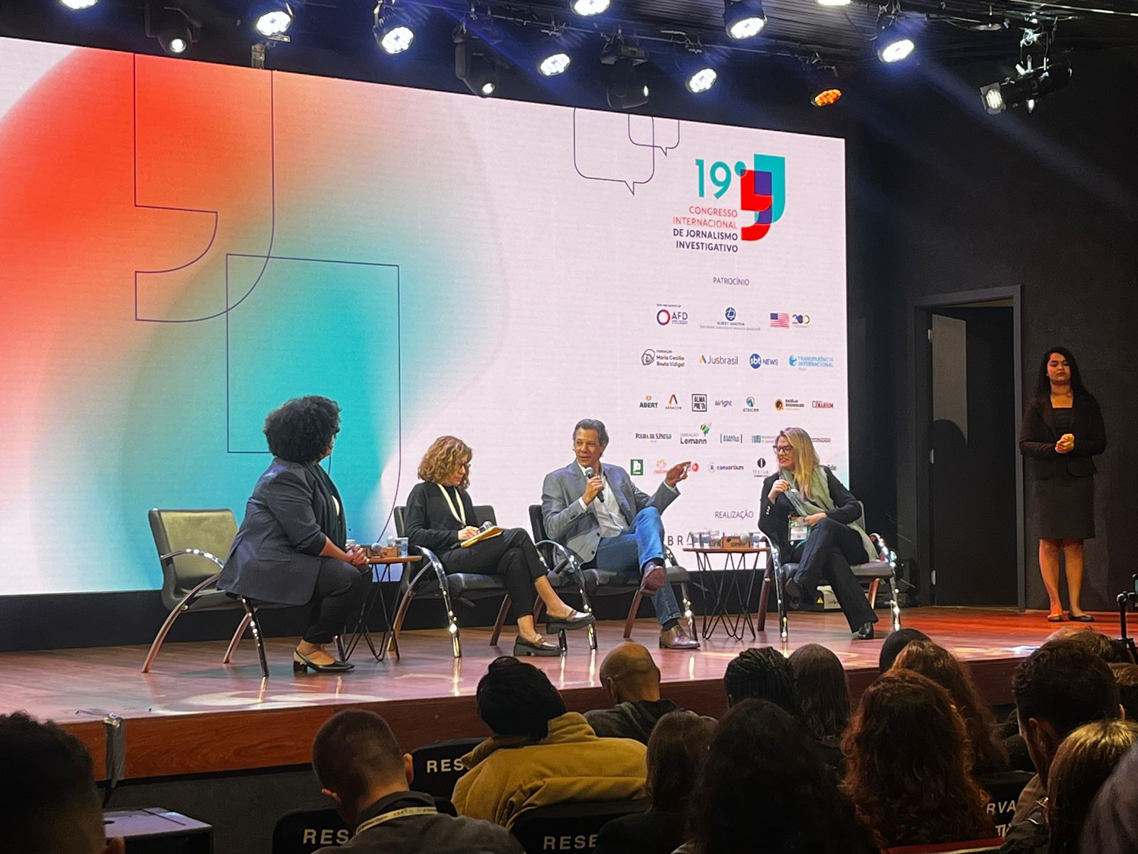 Fernando Haddad durante sabatina no 19° Congresso Internacional de Jornalismo Investigativo da Abraji | Reprodução/SBT News