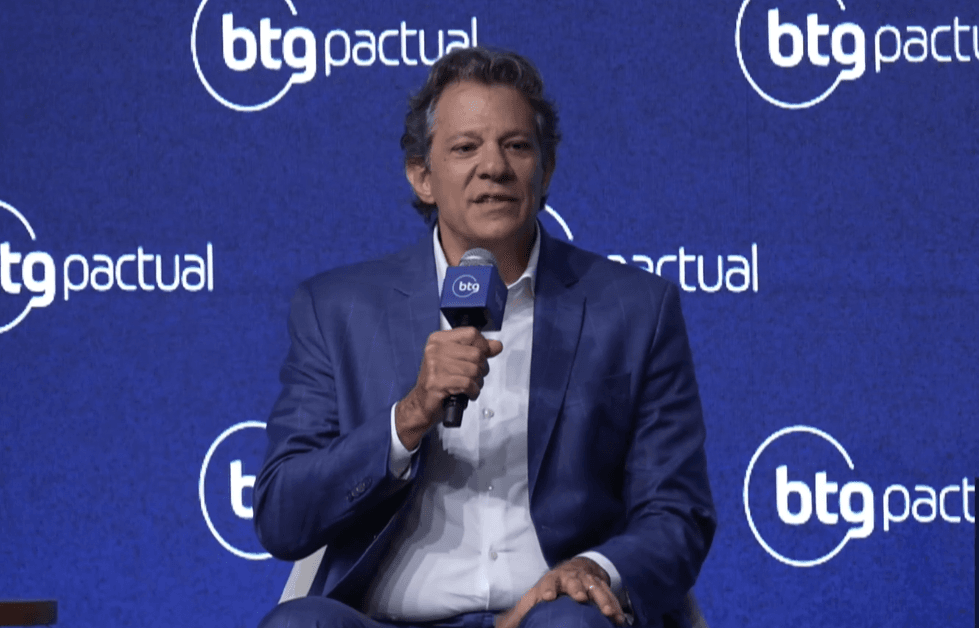 Fernando Haddad, ministro da Fazenda, fala em evento do BTG Pactual | Reprodução