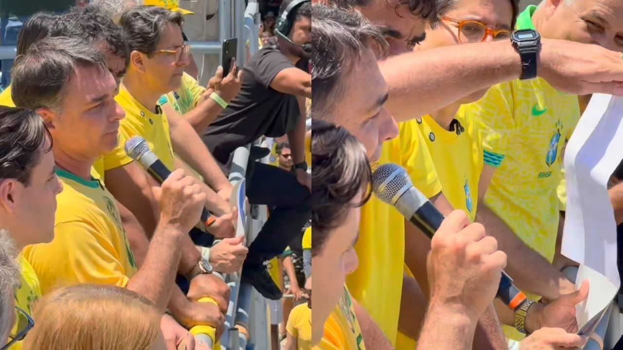 Flávio Bolsonaro (PL-RJ) durante comício em Aracaju (SE) | Reprodução/Instagram
