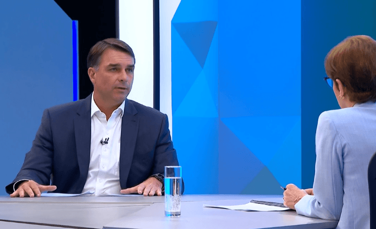 Flávio Bolsonaro em sabatina na TV Globo | Reprodução
