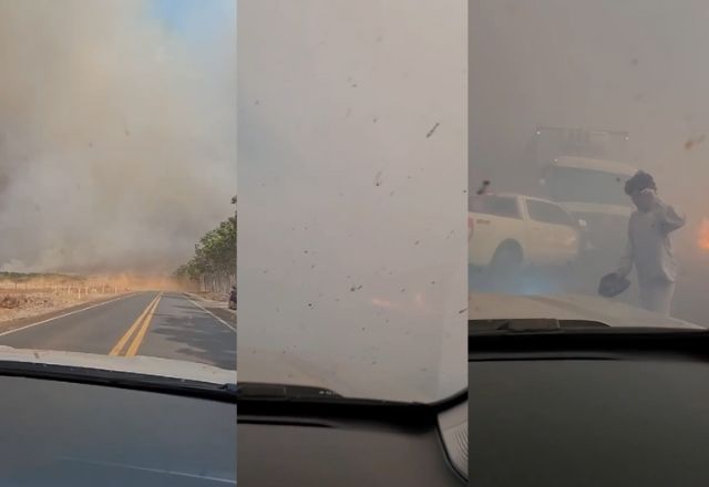 Família entra em nuvem de fumaça por incêndio, flagra acidente e tenta resgatar vítimas | SBT