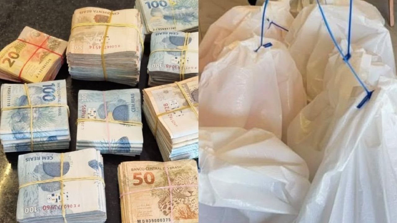 Foram apreendidos, além de remédios, R$ 75 mil em espécie, um simulacro de arma de fogo e quatro veículos | Divulgação/PF