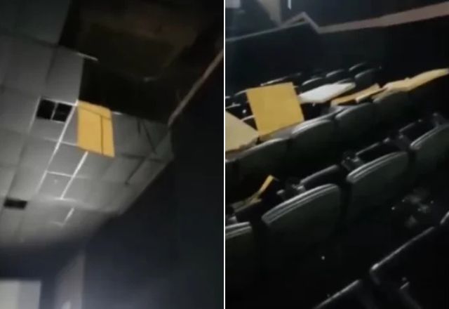 Teto de cinema em shopping de Paulista (PE) desaba durante sessão de 'Invocação do Mal 4' | Reprodução/redes sociais