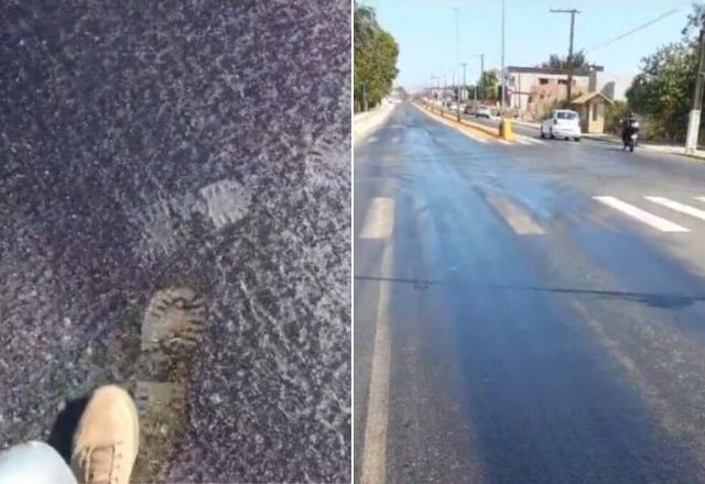 Asfalto 'derrete' durante onda de calor intenso em SC | Reprodução