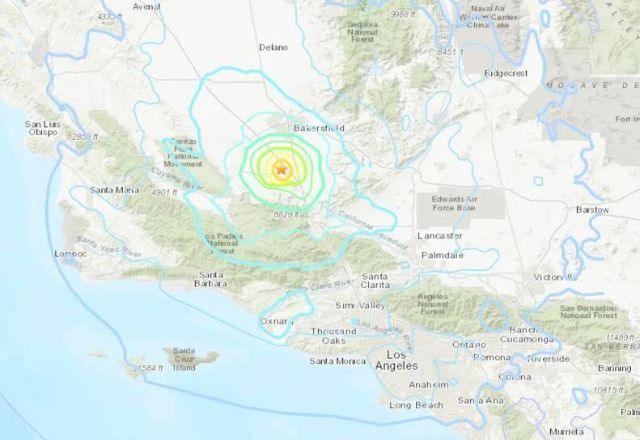 Tremor atingiu o sul da Califórnia | Reprodução/Serviço Geológico dos EUA