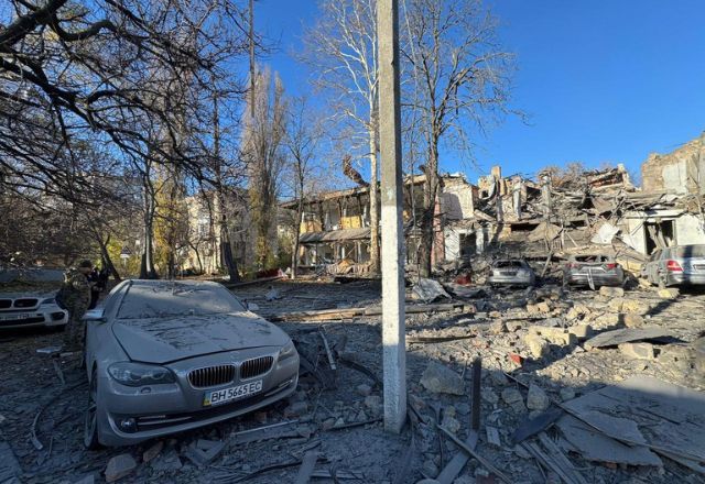 Área de Kharkiv destruída por drones russos | Divulgação/governo ucraniano