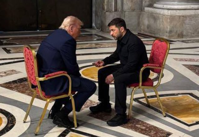 Presidente dos EUA, Donald Trump, encontra-se com o presidente ucraniano, Volodymyr Zelensk | Divulgação/governo da Ucrânia