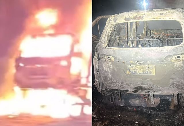 Carro incendiado foi encontrado próximo ao local do atentado | Reprodução