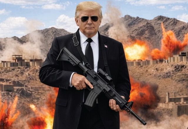 Em montagem segurando rifle, Trump volta a ameaçar o Irã | Reprodução/redes sociais