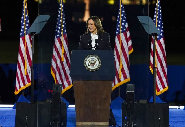 Vice-presidente dos EUA, Kamala Harris, durante discurso | Divulgação/Casa Branca
