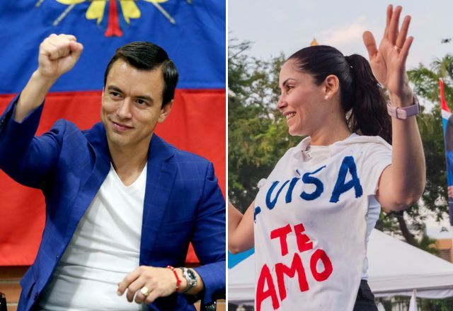 Atual presidente do Equador, Daniel Noboa, e candidata Luisa González | Reprodução