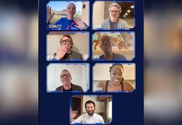 Atores Robert Downey Jr, Scarlett Johansson, Mark Ruffalo, Don Cheadle, Chris Evans, Danai Gurira e Paul Bettany aparecem em vídeo | Reprodução