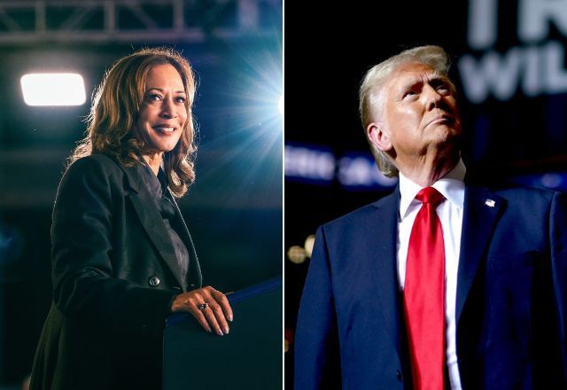 Vice-presidente dos EUA e candidata democrata, Kamala Harris, e ex-presidente e candidato republicano Donald Trump | Reprodução/campanhas eleitorais