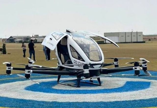 Modelo EH216-S, da chinesa EHang, foi testado no interior de São Paulo | Reprodução