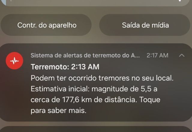Moradores de SP receberam alerta de terremoto | Reprodução