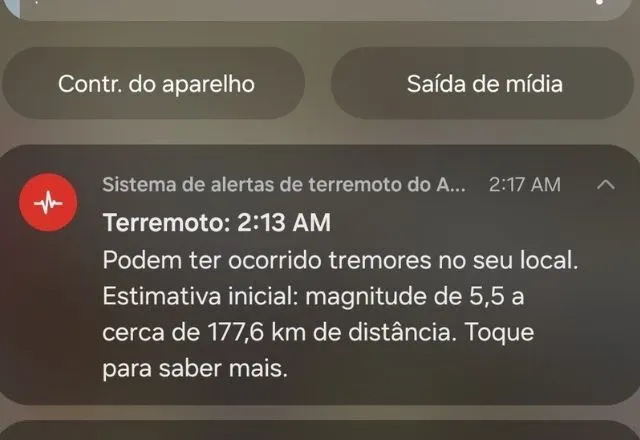 Moradores de SP e RJ receberam alerta de terremoto | Reprodução