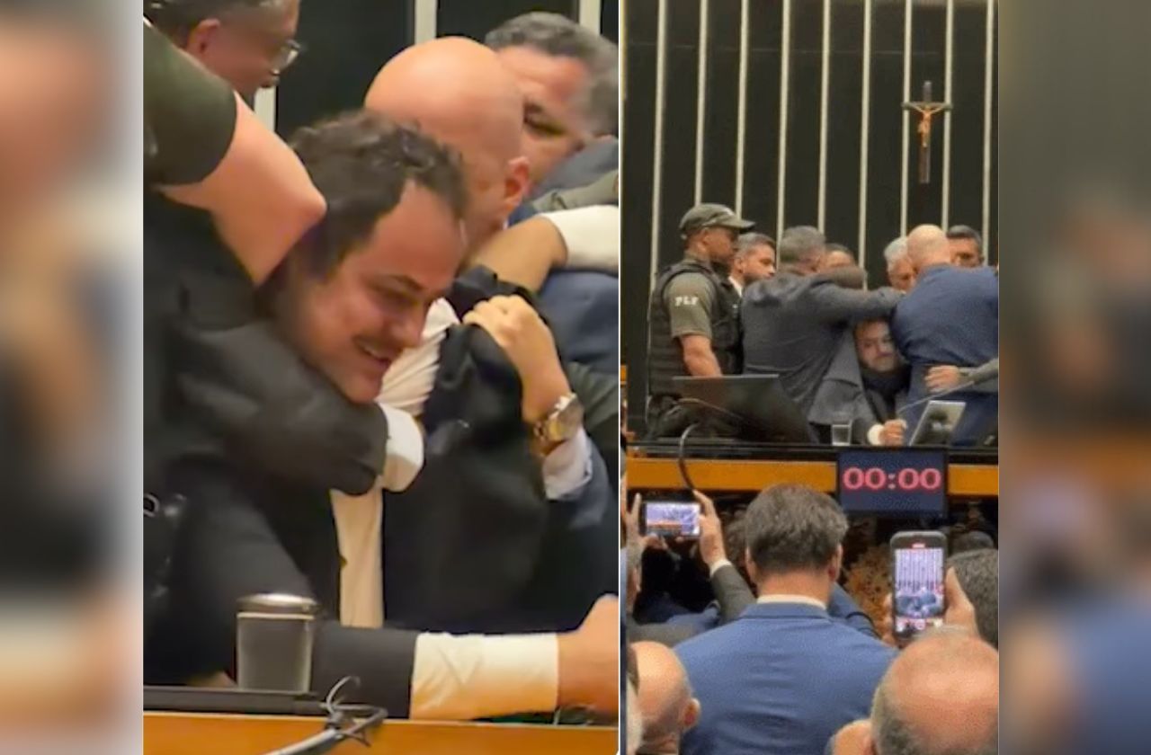 Glauber Braga foi retirado à força da Mesa Diretora da Câmara pela Polícia Legislativa | Reprodução