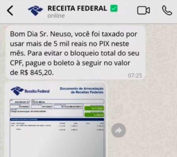 Foto: Receita Federal/Imagem do golpe