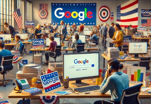 Google quer que usuários saibam do uso de IA em conteúdo político | Imagem feita por IA