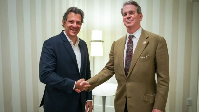 Fernando Haddad e Scott Bessent | Foto: Diogo Zacarias/MF