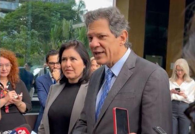 Haddad e Simone Tebet após reunião com a Febraban