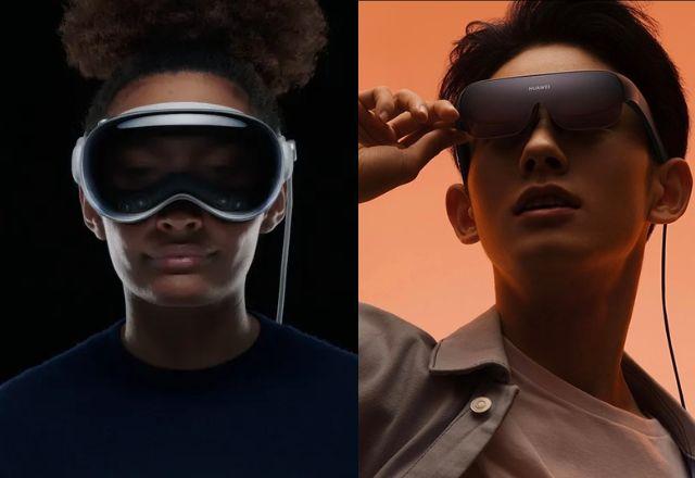 Vision Pro norte-americano, da Apple e, o chinês, da Huawei. Marca foi registrada por empresa da China 4 anos antes | Divulgação/Apple/Huawei