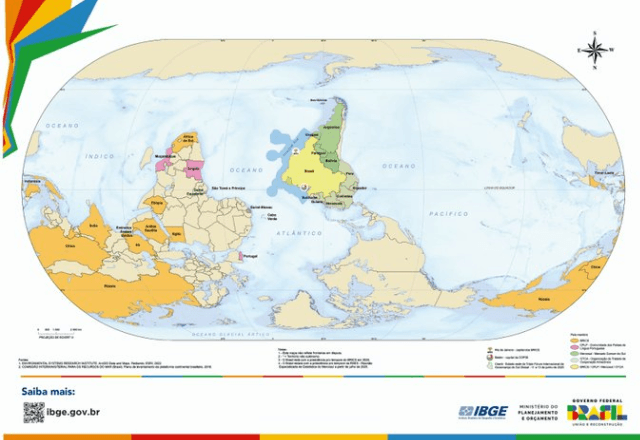 IBGE volta a colocar o Brasil no centro do mapa-múndi | Divulgação