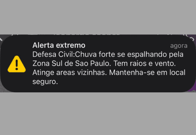 Defesa Civil emite "alerta severo" por causa de temporal em São Paulo | Reprodução/redes sociais 