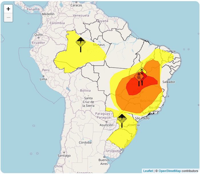 Grande parte do país está em alerta, segundo o Inmet | Reprodução/Inmet