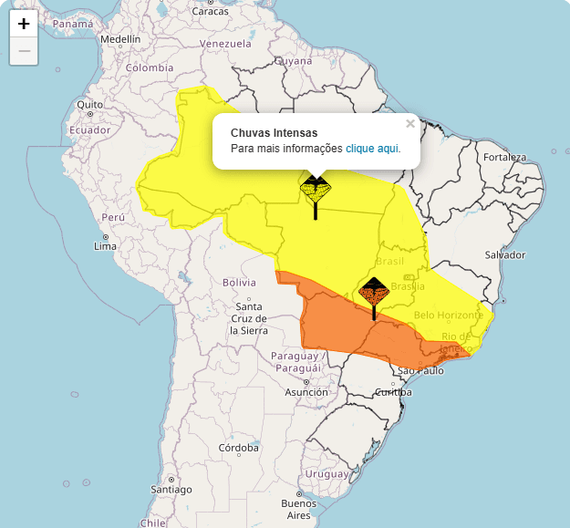 Alerta amarelo significa "perigo potencial" | Inmet