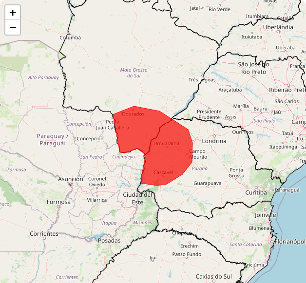 Alerta vermelho para tempestades atinge Mato Grosso do Sul, Paraná, e São Paulo | Reprodução/Inmet