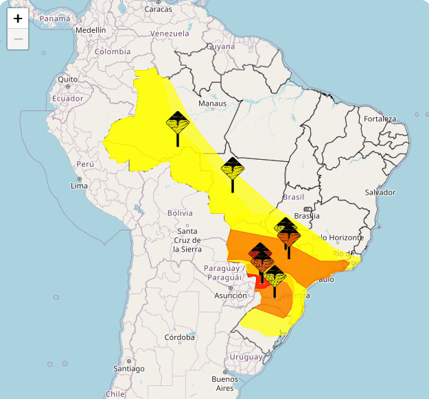 Diversas regiões do Brasil estão em alerta para chuvas intensas e tempestades | Reprodução/Inmet