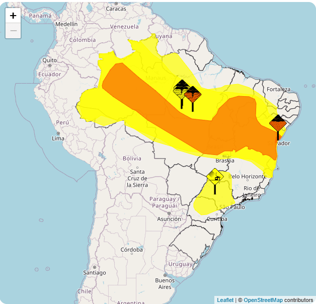 Grande parte do país tem alerta para chuvas intensas | Reprodução/Inmet