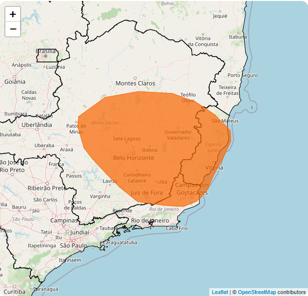Alerta laranja para acumulado de chuva atinge três estados | Reprodução/Inmet